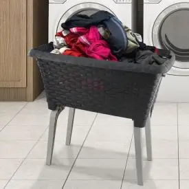 Vasketøjskurv med ben - Sort - 