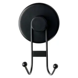 Dobbelt krog med sugekop i sort metal – 6,5 x 5,5 x 10 cm - 