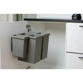 Affaldssorteringssystem – Svingbart Design med 3 spande - 2x14L + 1x3L - 