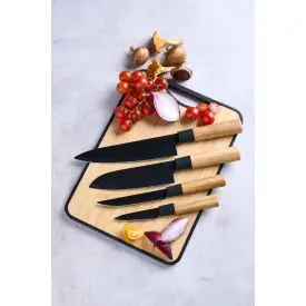 Japansk knivsæt – 4 dele med mat sort belægning -